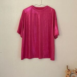 SHEIN Curve Hot Pink Metallic Top